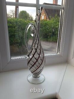 Large Vintage Murano Mezza Filigrana art glass Ewer C1960's