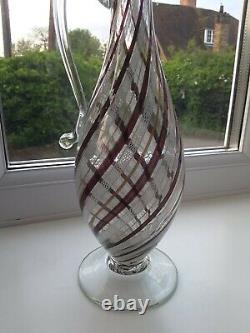Large Vintage Murano Mezza Filigrana art glass Ewer C1960's