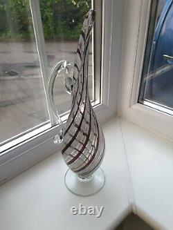 Large Vintage Murano Mezza Filigrana art glass Ewer C1960's