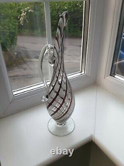 Large Vintage Murano Mezza Filigrana art glass Ewer C1960's