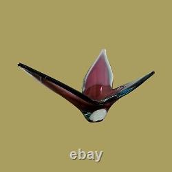 Large Vintage Murano Somerso Art Glass Vase Bowl Sculpture Pink Blue Clear