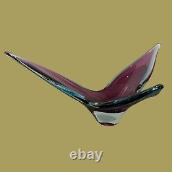 Large Vintage Murano Somerso Art Glass Vase Bowl Sculpture Pink Blue Clear