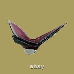 Large Vintage Murano Somerso Art Glass Vase Bowl Sculpture Pink Blue Clear
