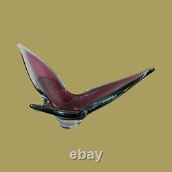 Large Vintage Murano Somerso Art Glass Vase Bowl Sculpture Pink Blue Clear