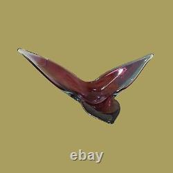 Large Vintage Murano Somerso Art Glass Vase Bowl Sculpture Pink Blue Clear