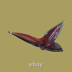 Large Vintage Murano Somerso Art Glass Vase Bowl Sculpture Pink Blue Clear
