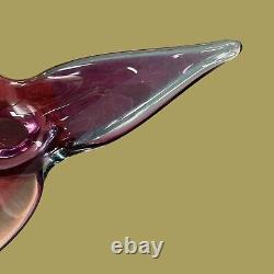 Large Vintage Murano Somerso Art Glass Vase Bowl Sculpture Pink Blue Clear