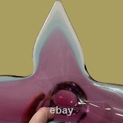 Large Vintage Murano Somerso Art Glass Vase Bowl Sculpture Pink Blue Clear