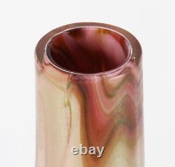 Large antique Kralik Austrian pink marbled iridescent glass vase