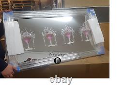 Large pink Cocktail glass 3D glitter art mirrored picture SLIGHT DEFECT
