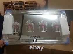 Large pink Cocktail glass 3D glitter art mirrored picture SLIGHT DEFECT