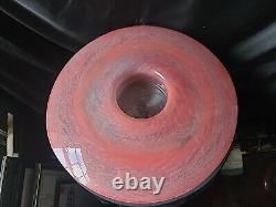 Large pink art glass bowl, Vasart Scottish Glass Vase/candle Hold, unmaked, 38cm
