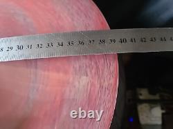 Large pink art glass bowl, Vasart Scottish Glass Vase/candle Hold, unmaked, 38cm