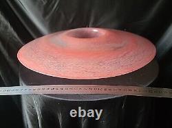 Large pink art glass bowl, Vasart Scottish Glass Vase/candle Hold, unmaked, 38cm