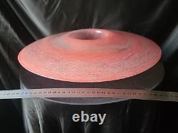 Large pink art glass bowl, Vasart Scottish Glass Vase/candle Hold, unmaked, 38cm