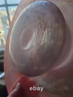 Large pink art glass bowl, Vasart Scottish Glass Vase/candle Hold, unmaked, 38cm