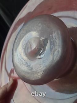 Large pink art glass bowl, Vasart Scottish Glass Vase/candle Hold, unmaked, 38cm