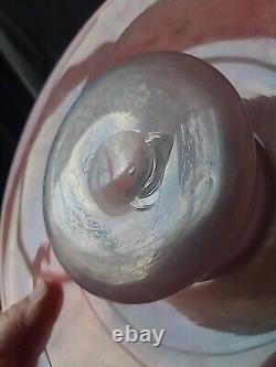 Large pink art glass bowl, Vasart Scottish Glass Vase/candle Hold, unmaked, 38cm