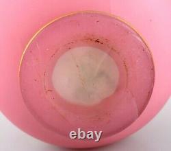 Large vase in pink mouth-blown art glass decorated with 24 carat gold leaf