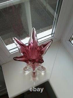 Large vintage Czech Chribska ruby art glass vase designed by Josef Hospodka