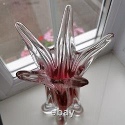 Large vintage Czech Chribska ruby art glass vase designed by Josef Hospodka