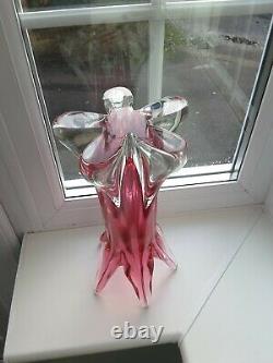 Large vintage Czech Chribska ruby art glass vase designed by Josef Hospodka