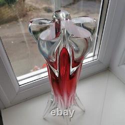 Large vintage Czech Chribska ruby art glass vase designed by Josef Hospodka