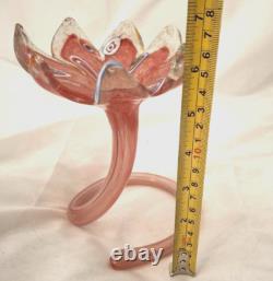 Lavorazione Arte Murano Glass Italian Hand made Pink Flower Bud 7