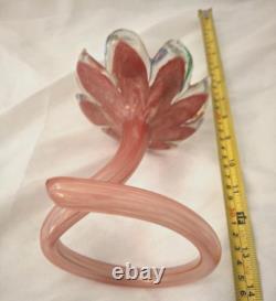 Lavorazione Arte Murano Glass Italian Hand made Pink Flower Bud 7