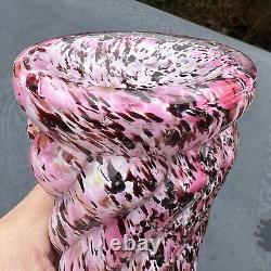 Legras Clichy Pink Twisted Confetti Spatter 8 1/2 Art Glass Cased Vase France