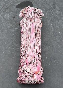 Legras Clichy Pink Twisted Confetti Spatter 8 1/2 Art Glass Cased Vase France