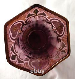 Legras Sofia Art Nouveau Carnation Flower Enamelled Amethyst Glass Vase. C1900