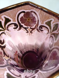 Legras Sofia Art Nouveau Carnation Flower Enamelled Amethyst Glass Vase. C1900