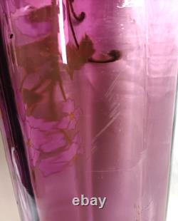 Legras Sofia Art Nouveau Carnation Flower Enamelled Amethyst Glass Vase. C1900