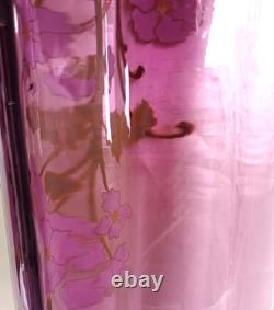 Legras Sofia Art Nouveau Carnation Flower Enamelled Amethyst Glass Vase. C1900