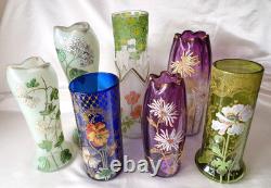 Legras Sofia Art Nouveau Carnation Flower Enamelled Amethyst Glass Vase. C1900