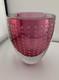 Leon Applebaum Signed Art Glass Pink Clear Controlled Bubble Sommerso Bowl