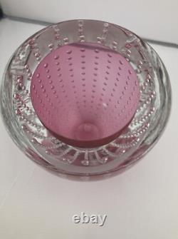 Leon Applebaum Signed Art Glass Pink Clear Controlled Bubble Sommerso Bowl