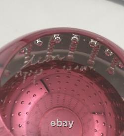 Leon Applebaum Signed Art Glass Pink Clear Controlled Bubble Sommerso Bowl