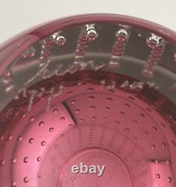 Leon Applebaum Signed Art Glass Pink Clear Controlled Bubble Sommerso Bowl