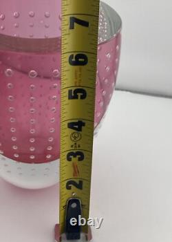 Leon Applebaum Signed Art Glass Pink Clear Controlled Bubble Sommerso Bowl
