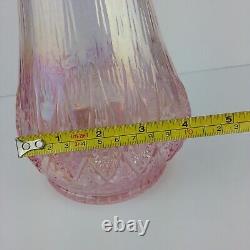 Lesmith Iridescent Pink Carninval Swag Glass Vase 15 Tall Embossed Base