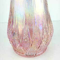 Lesmith Iridescent Pink Carninval Swag Glass Vase 15 Tall Embossed Base
