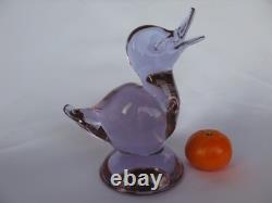 Licio Zanetti of Italy Signed Rare Neodymium Art Glass Sculpture of Pink Duck