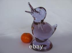 Licio Zanetti of Italy Signed Rare Neodymium Art Glass Sculpture of Pink Duck
