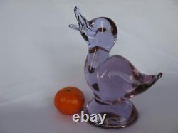 Licio Zanetti of Italy Signed Rare Neodymium Art Glass Sculpture of Pink Duck