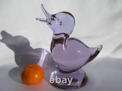 Licio Zanetti of Italy Signed Rare Neodymium Art Glass Sculpture of Pink Duck