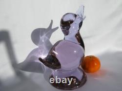 Licio Zanetti of Italy Signed Rare Neodymium Art Glass Sculpture of Pink Duck