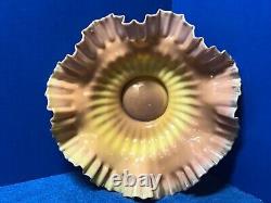 Light Pink/Yellow Art Glass 10 Antique Bride's Basket Vintage Center Bowl (6)