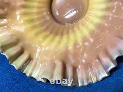 Light Pink/Yellow Art Glass 10 Antique Bride's Basket Vintage Center Bowl (6)
